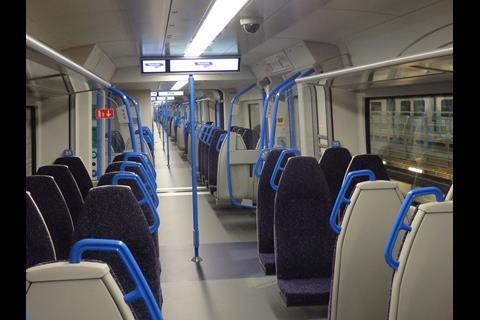 Standard class seating on Siemens Class 700 Desiro City EMU for Thameslink services.